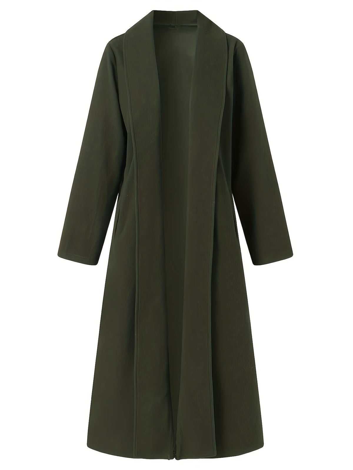 Manteau long femme en laine coupe évasée à col à revers 3
