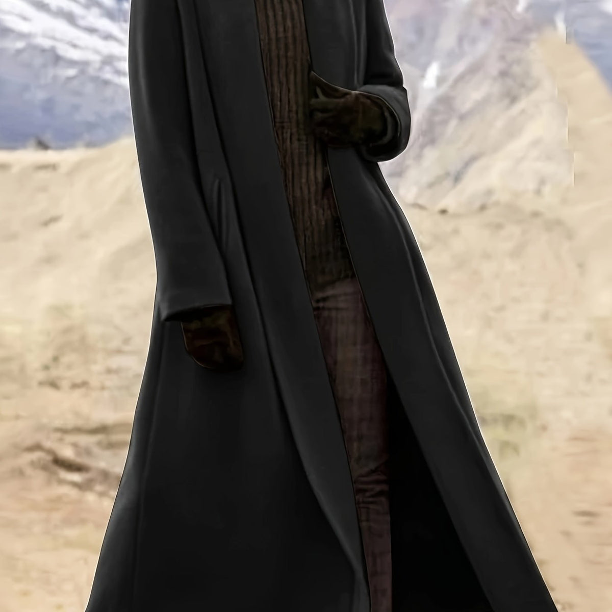 Manteau long femme en laine coupe évasée à col à revers 6