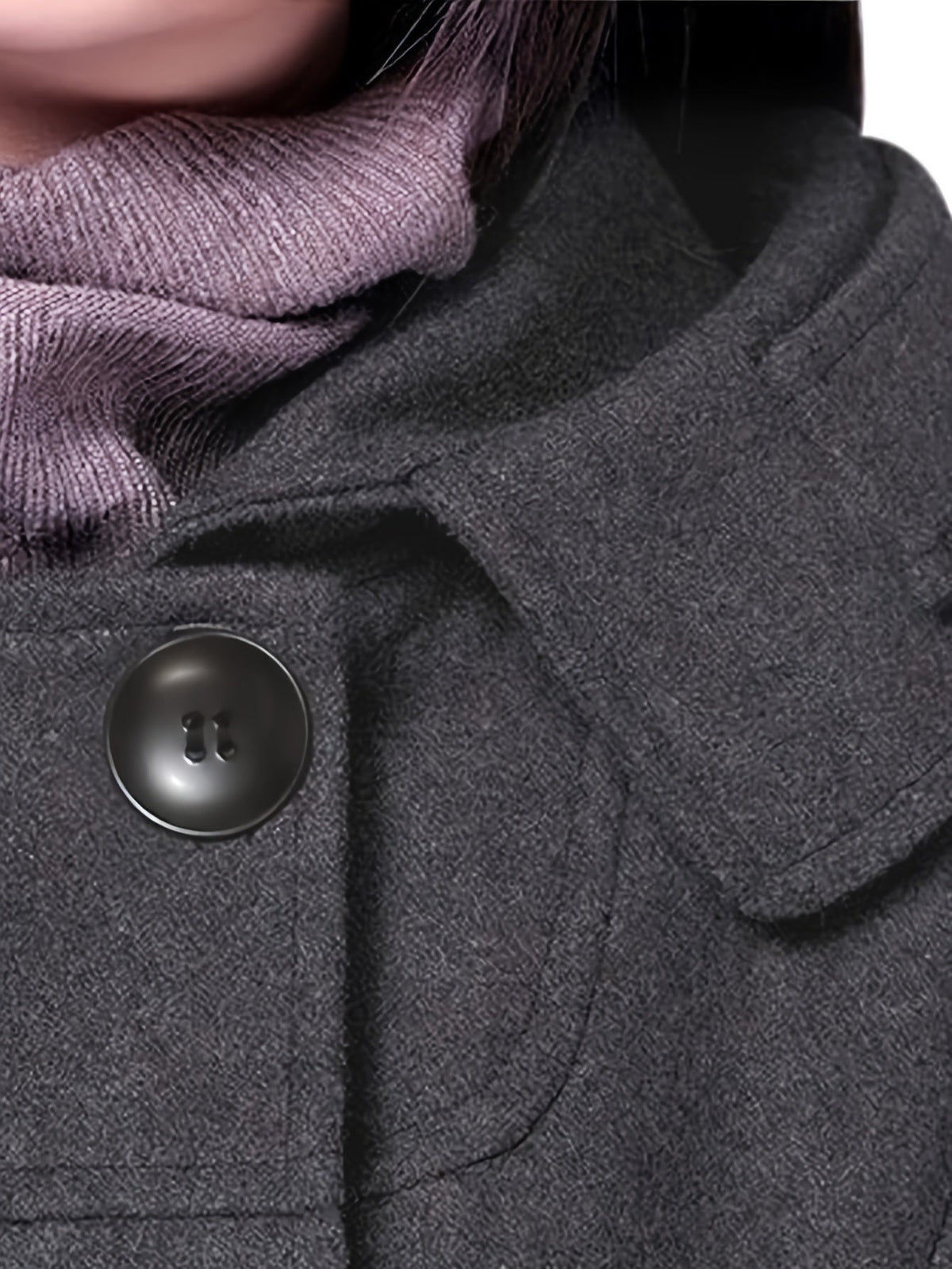 Manteau mi-long femme en laine à capuche et double boutonnage 12