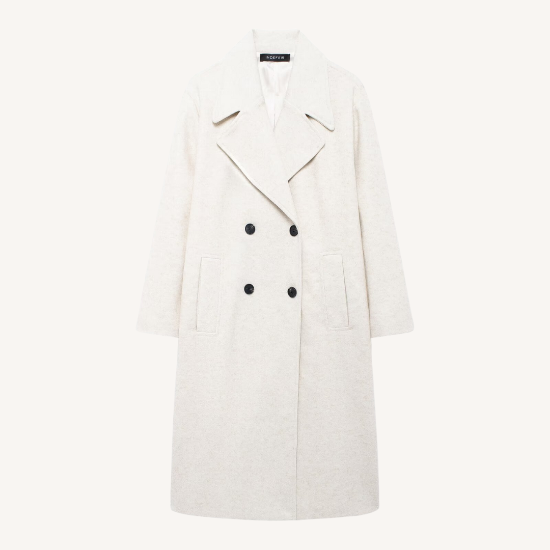 Manteau mi-long femme en laine à revers cranté et double boutonnage 3