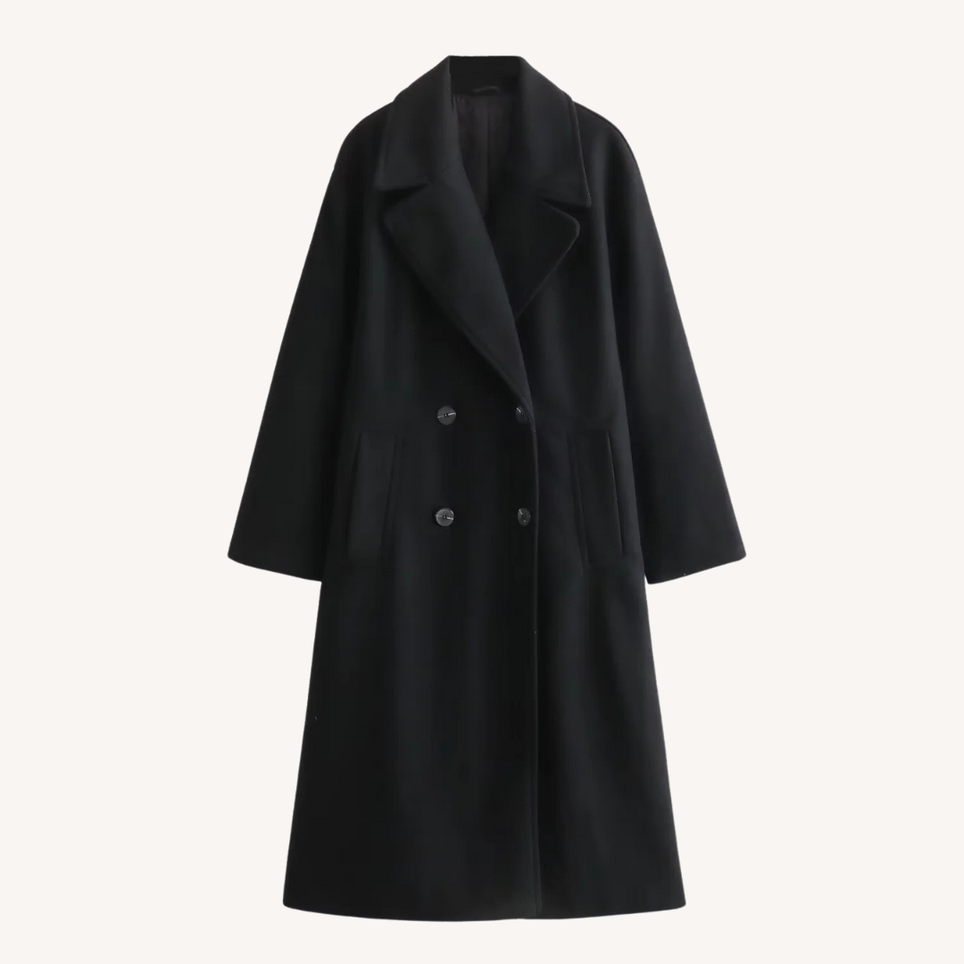 Manteau mi-long femme en laine à revers cranté et double boutonnage 4