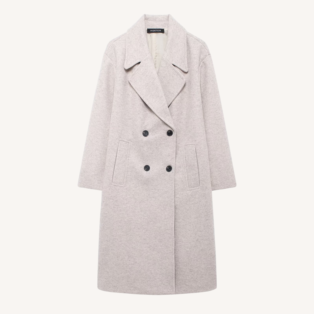 Manteau mi-long femme en laine à revers cranté et double boutonnage 6