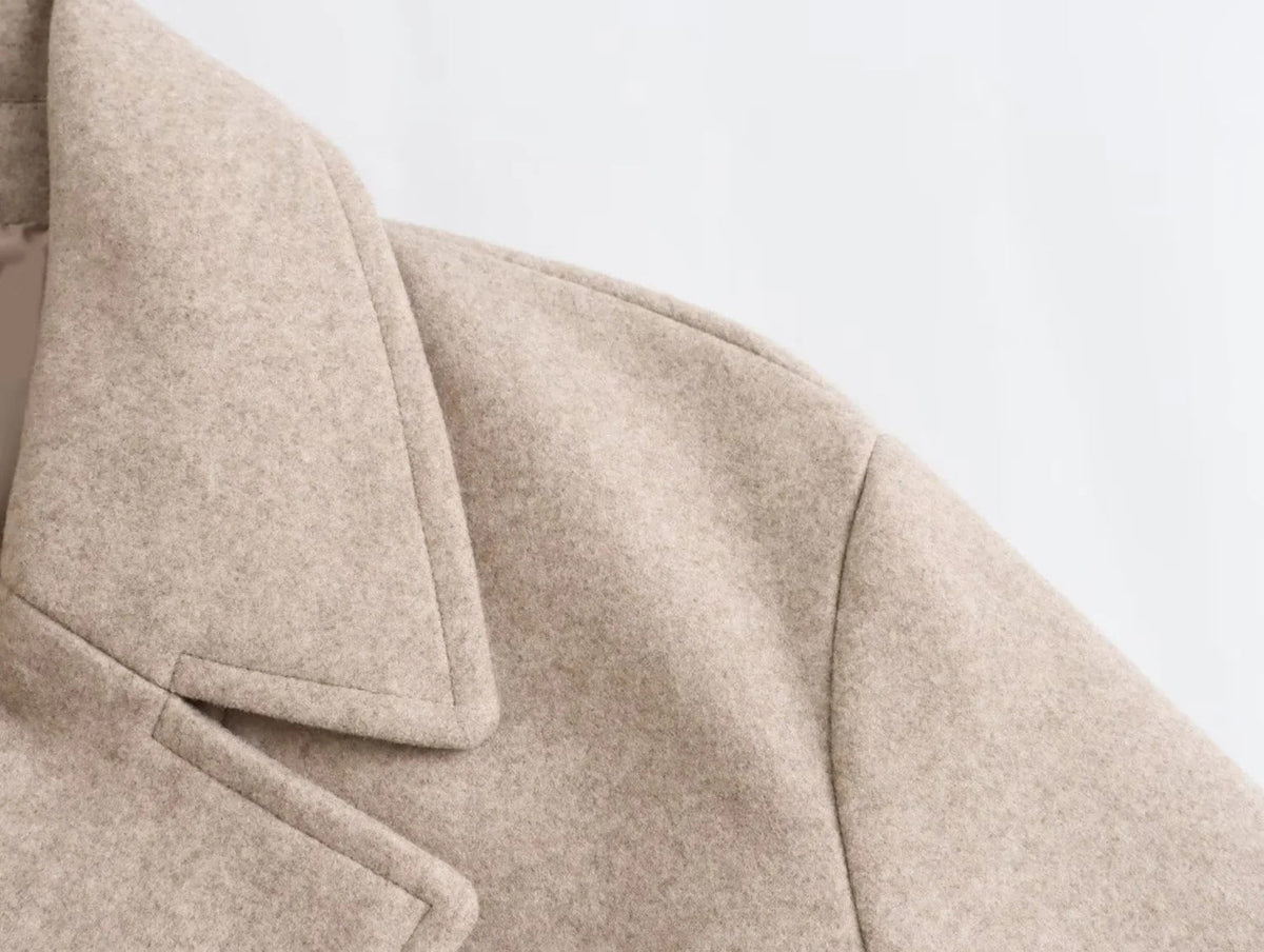 Manteau mi-long femme en laine à revers cranté et double boutonnage 7