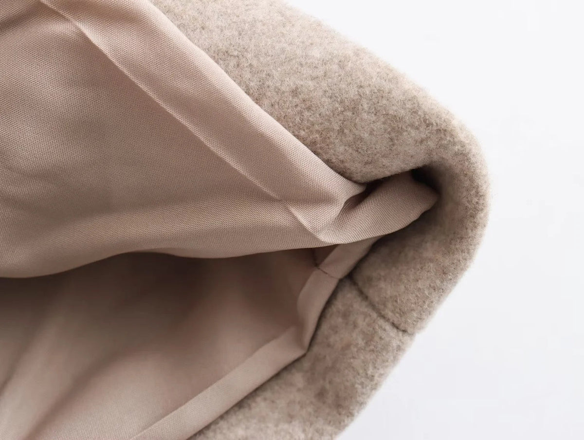 Manteau mi-long femme en laine à revers cranté et double boutonnage 9