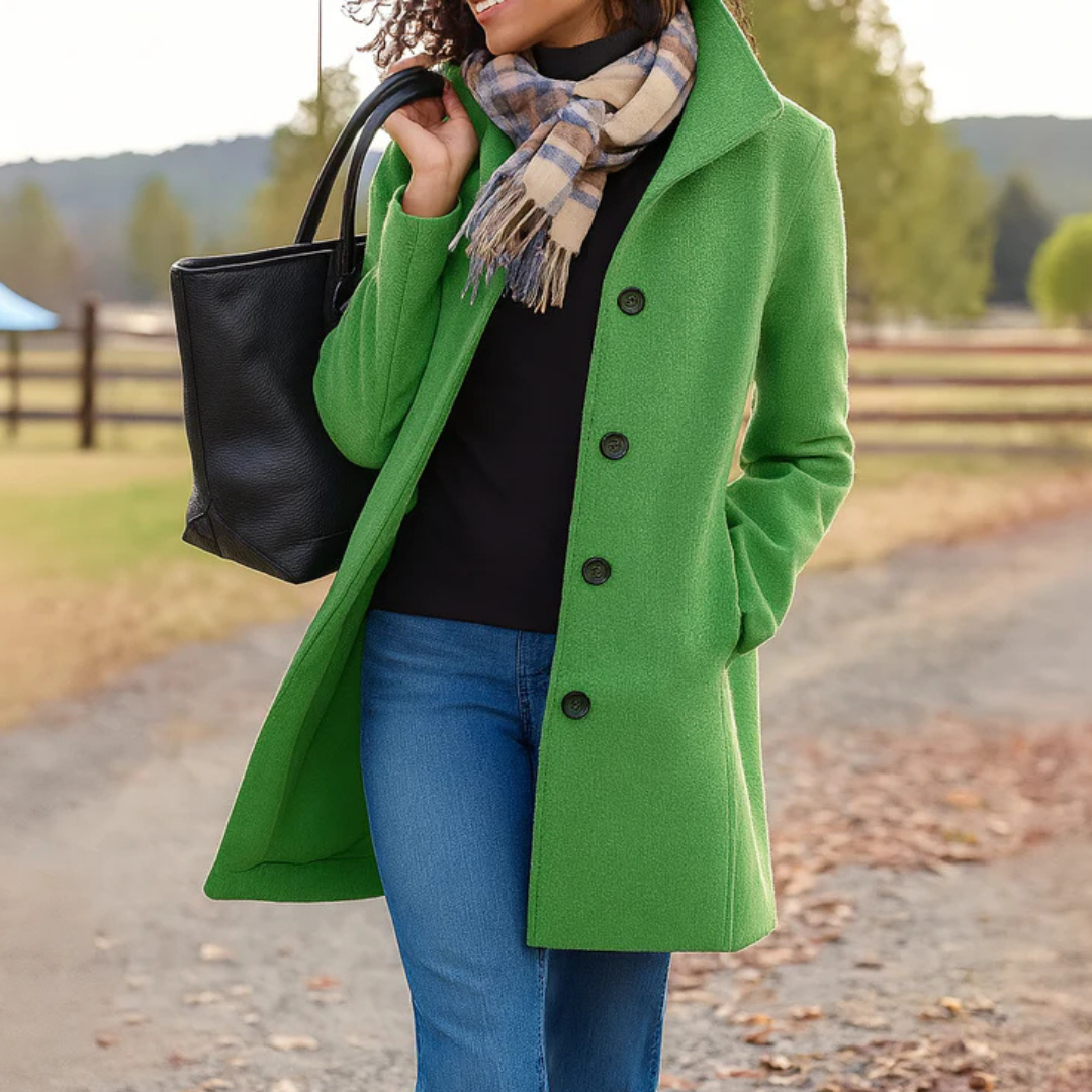 Manteau mi-long femme en laine coupe droite à col tailleur 10
