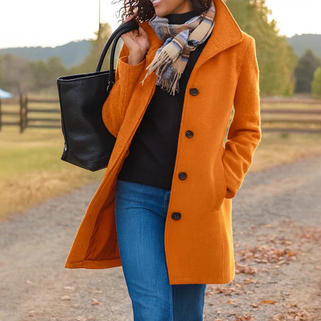 Manteau mi-long femme en laine coupe droite à col tailleur 7