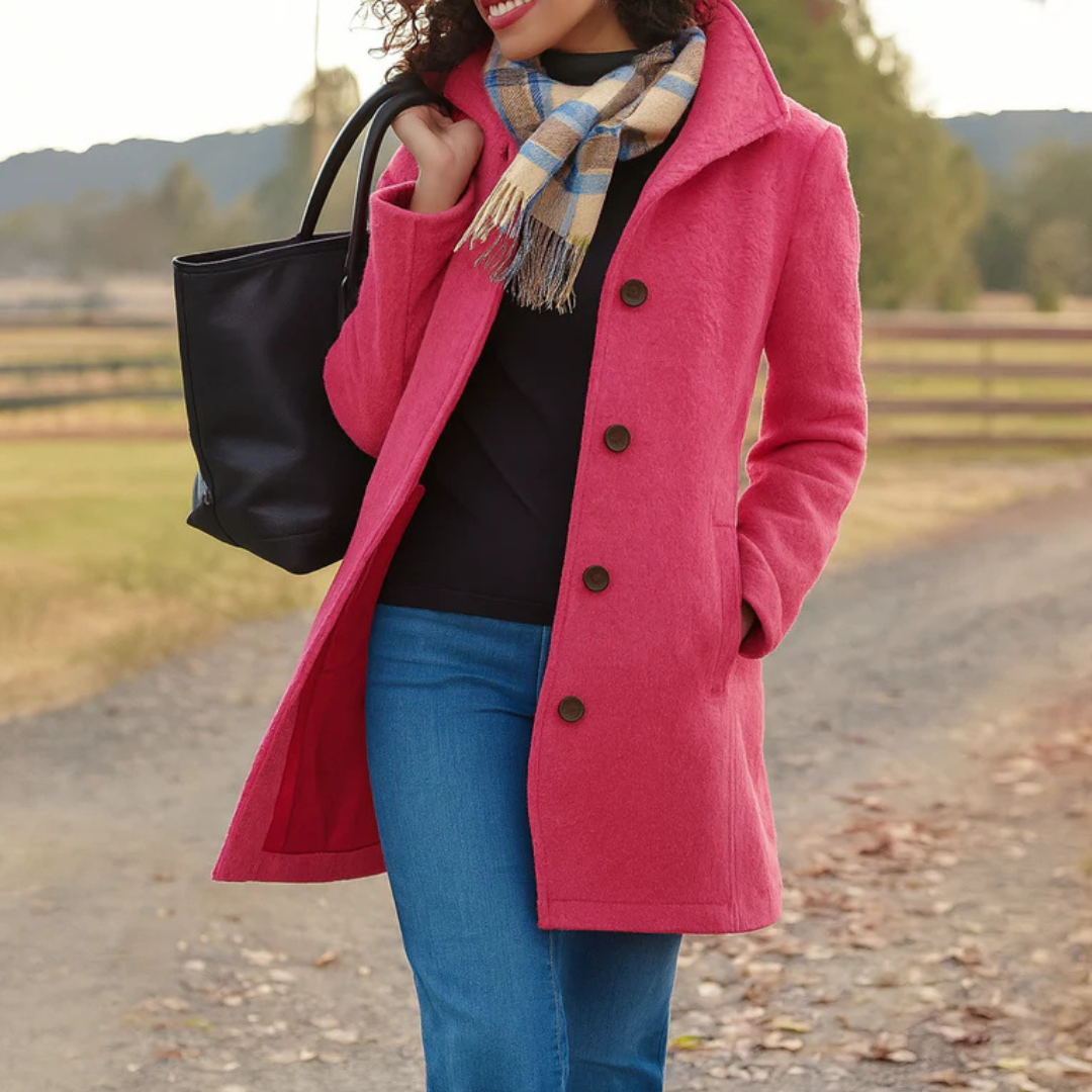 Manteau mi-long femme en laine coupe droite à col tailleur 9