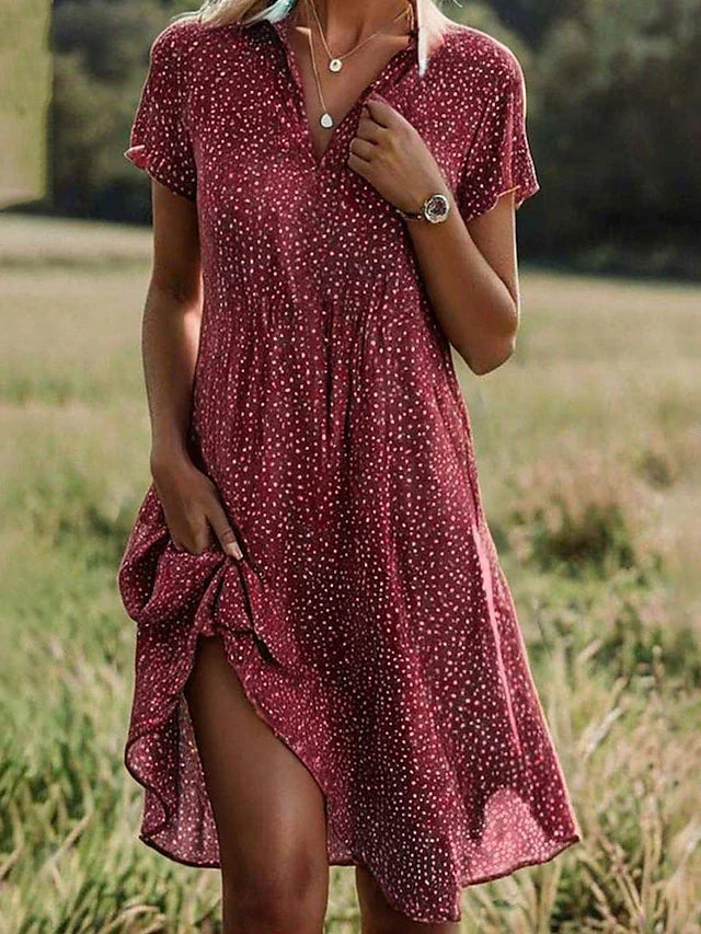Robe chemise midi à manches courtes femme