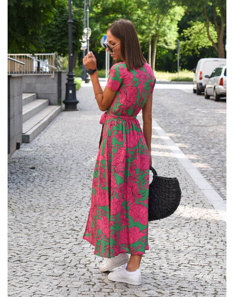 Robe midi portefeuille à imprimé femme
