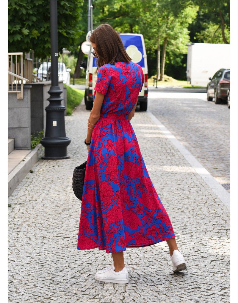 Robe midi portefeuille à imprimé femme