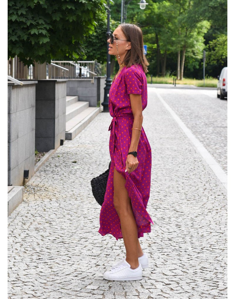 Robe midi portefeuille à imprimé femme
