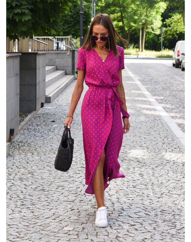 Robe midi portefeuille à imprimé femme