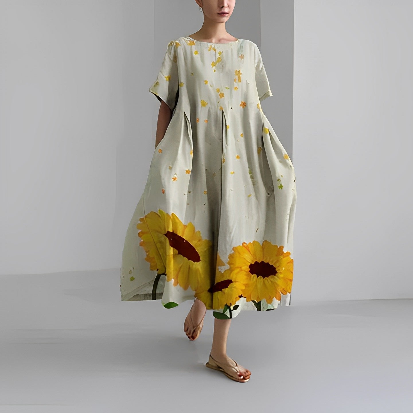 Robe midi ample à imprimé femme