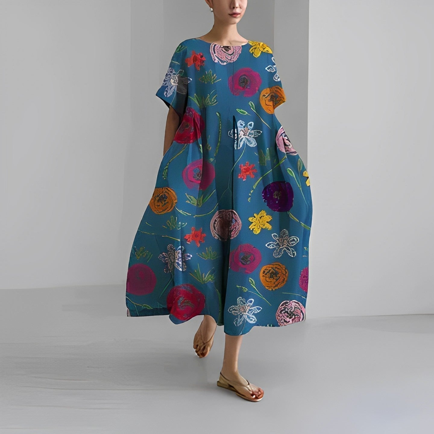 Robe midi ample à imprimé femme