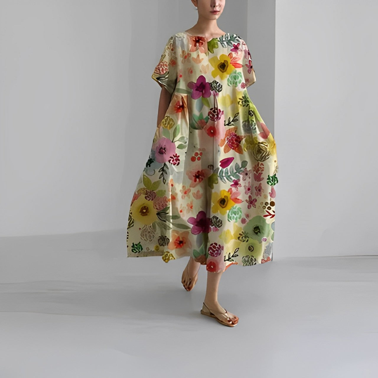 Robe midi ample à imprimé femme