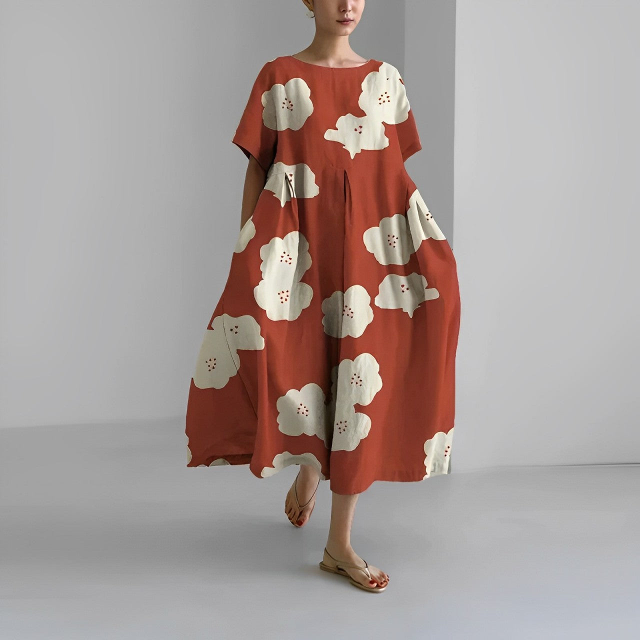 Robe midi ample à imprimé femme