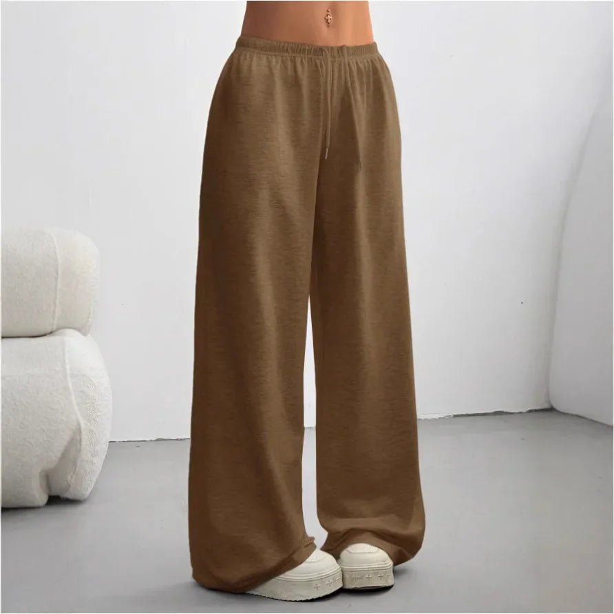 Pantalon de jogging femme large à taille élastique et cordon de serrage 1