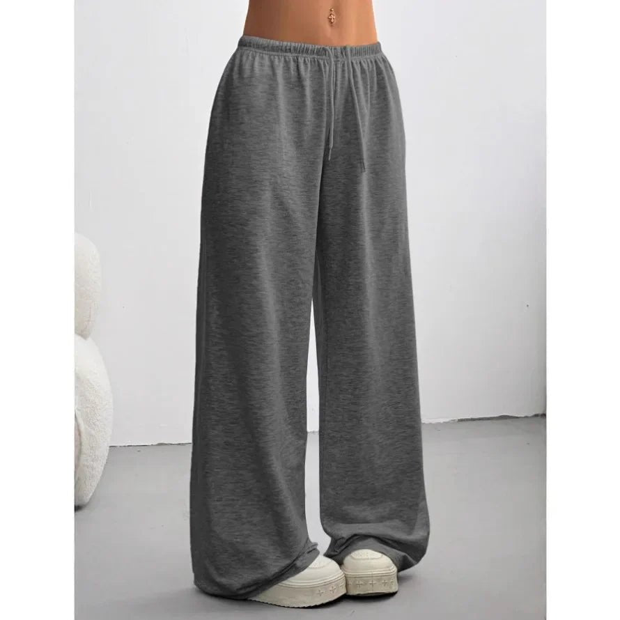 Pantalon de jogging femme large à taille élastique et cordon de serrage 2