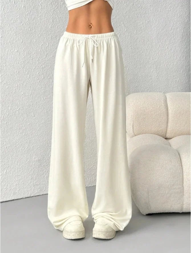 Pantalon de jogging femme large à taille élastique et cordon de serrage 5