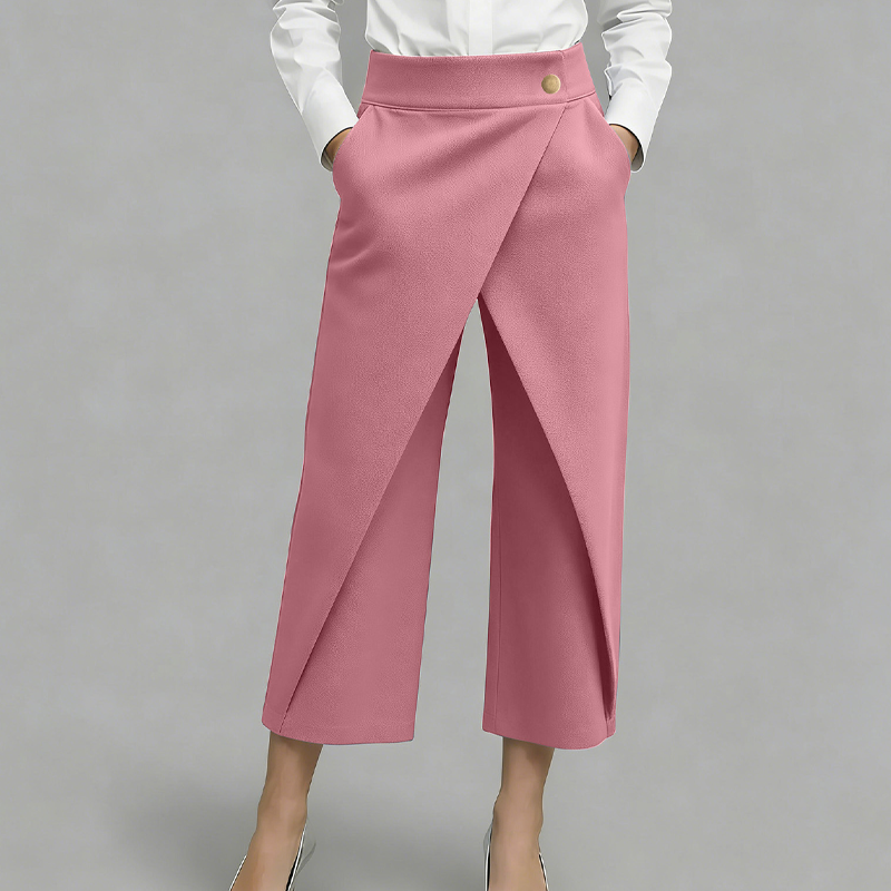 Pantalon jupe femme taille haute effet portefeuille 5