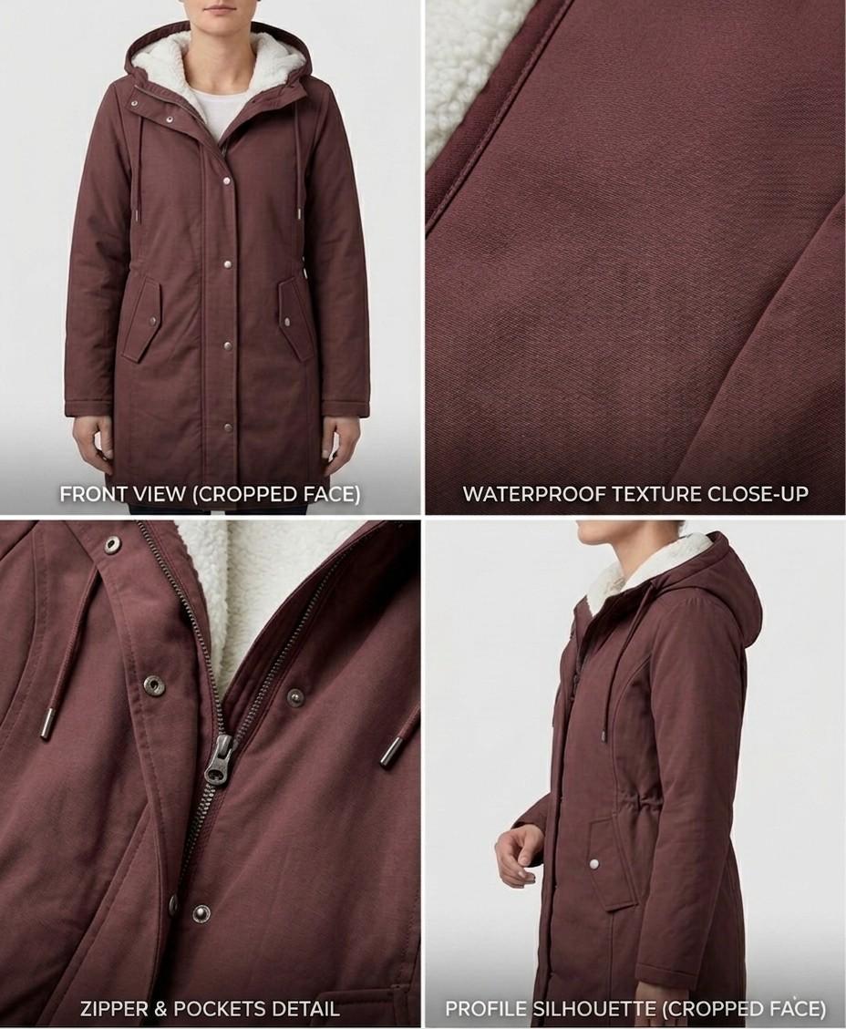 Parka d'hiver femme à capuche doublée polaire chaude et déperlante 15