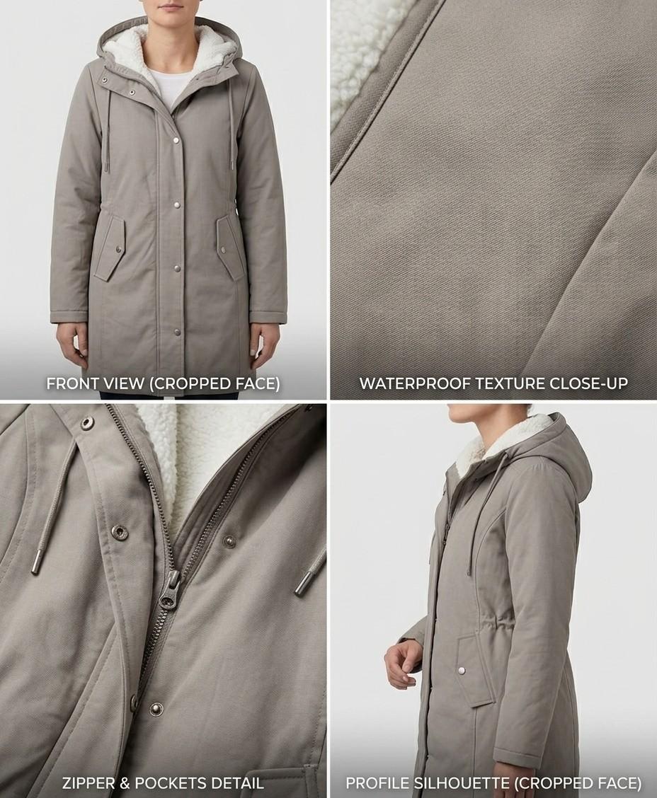 Parka d'hiver femme à capuche doublée polaire chaude et déperlante 19