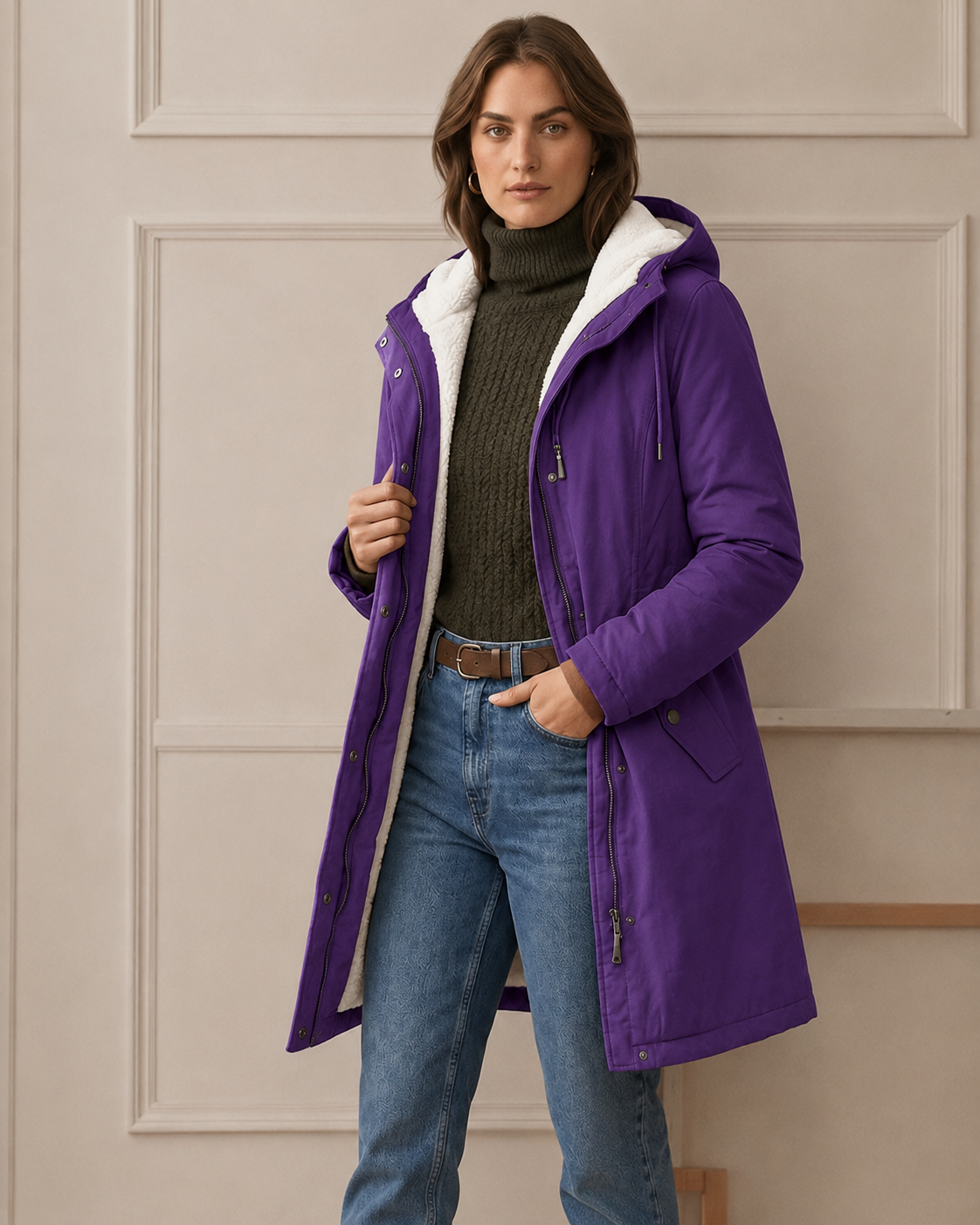 Parka d'hiver femme à capuche doublée polaire chaude et déperlante 24