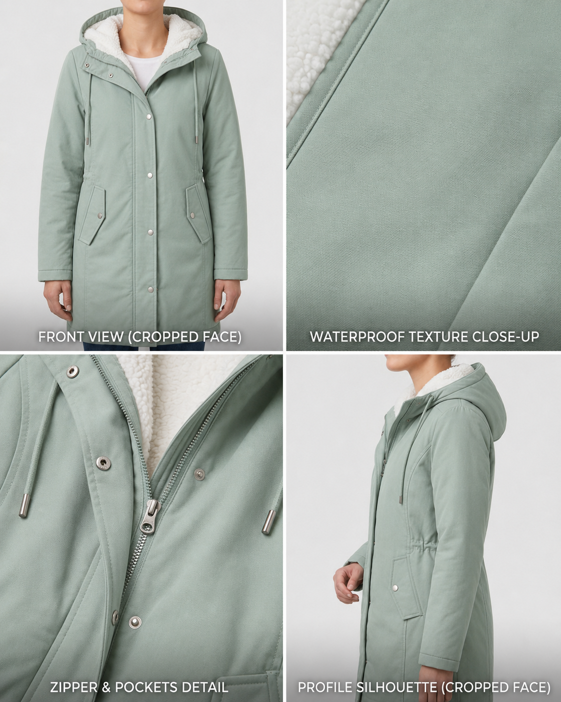 Parka d'hiver femme à capuche doublée polaire chaude et déperlante 25