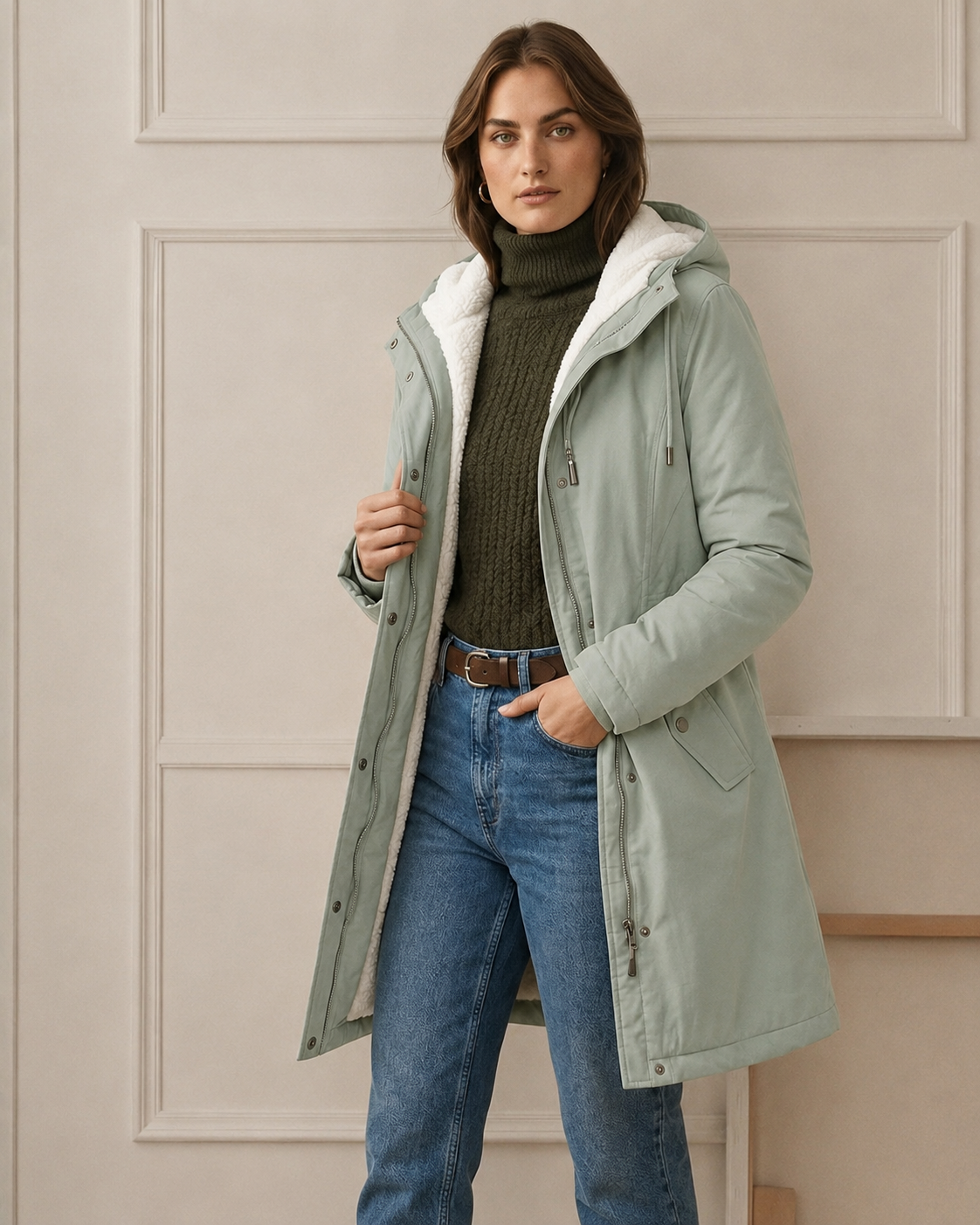 Parka d'hiver femme à capuche doublée polaire chaude et déperlante 26