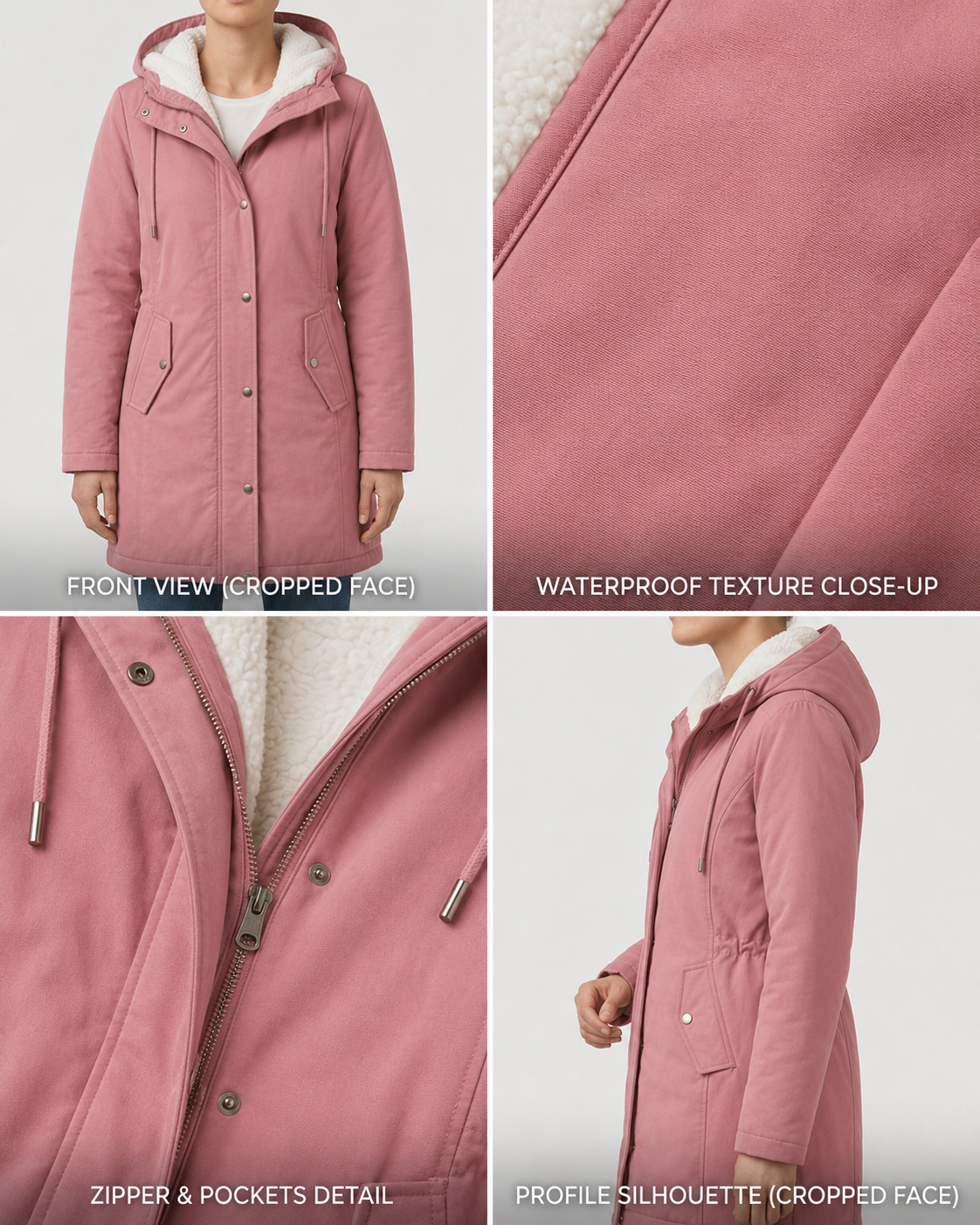 Parka d'hiver femme à capuche doublée polaire chaude et déperlante 27
