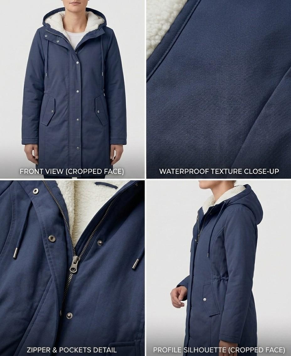 Parka d'hiver femme à capuche doublée polaire chaude et déperlante 9