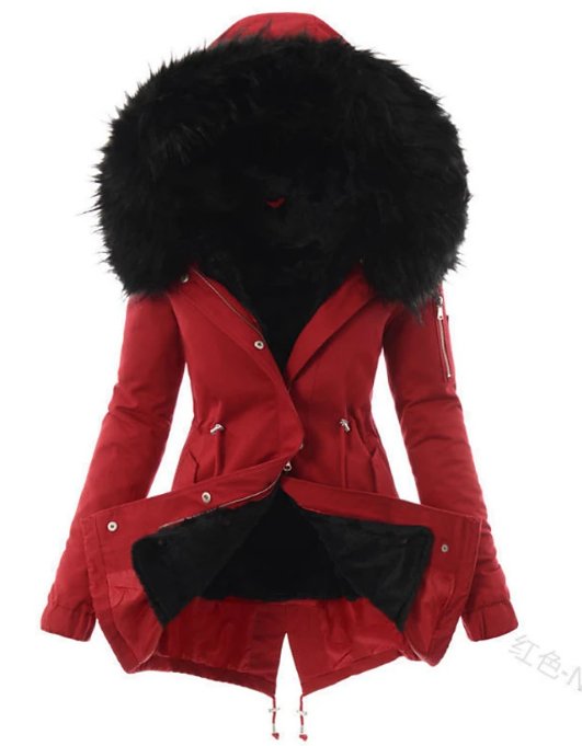 Parka longue femme doublée à capuche et taille ajustable par cordons 3