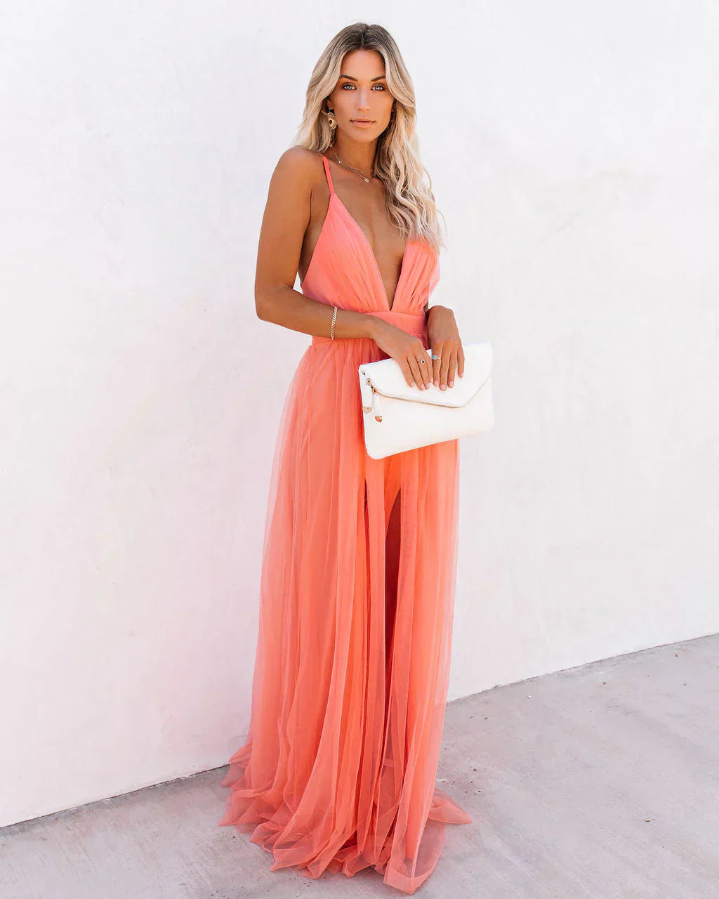Robe fluide orange pour femme