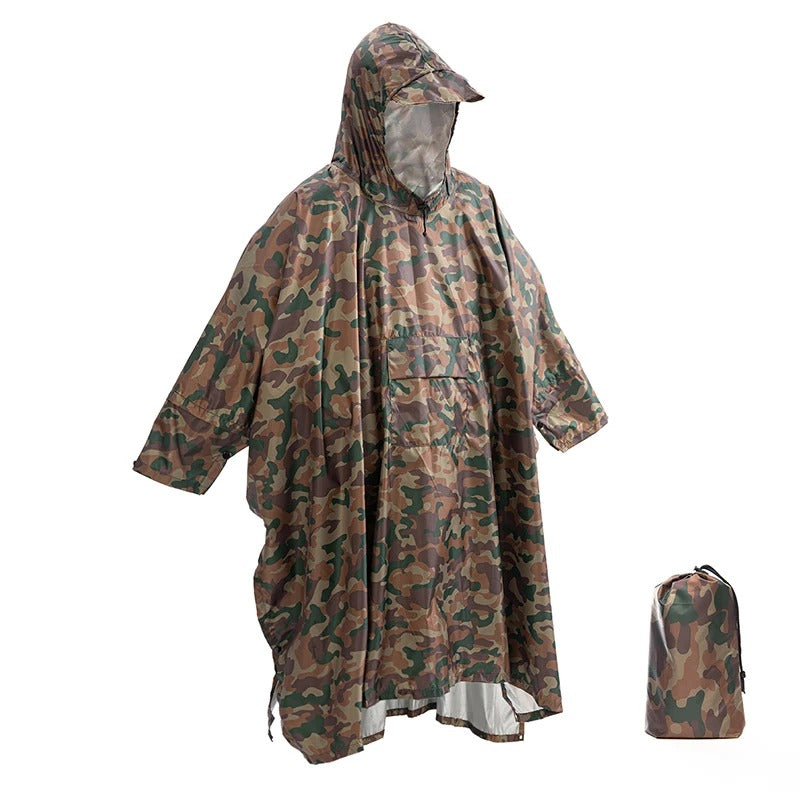 Poncho de pluie imperméable à capuche, poche avant et étui de rangement 4