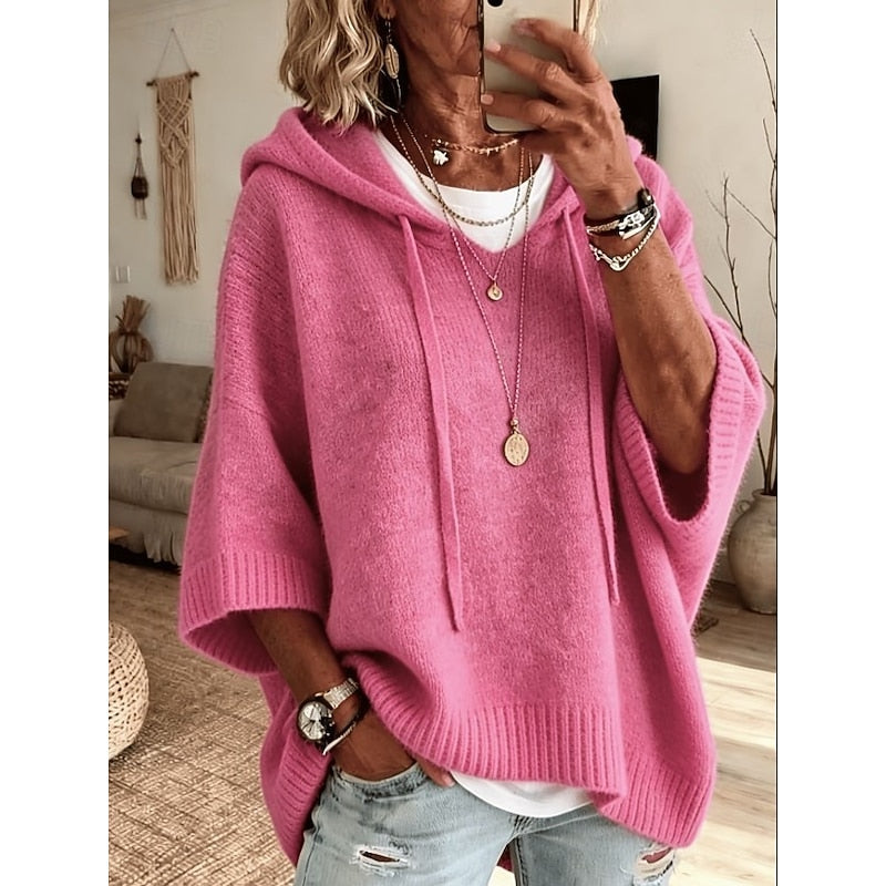 Pull à capuche ample en maille femme 10