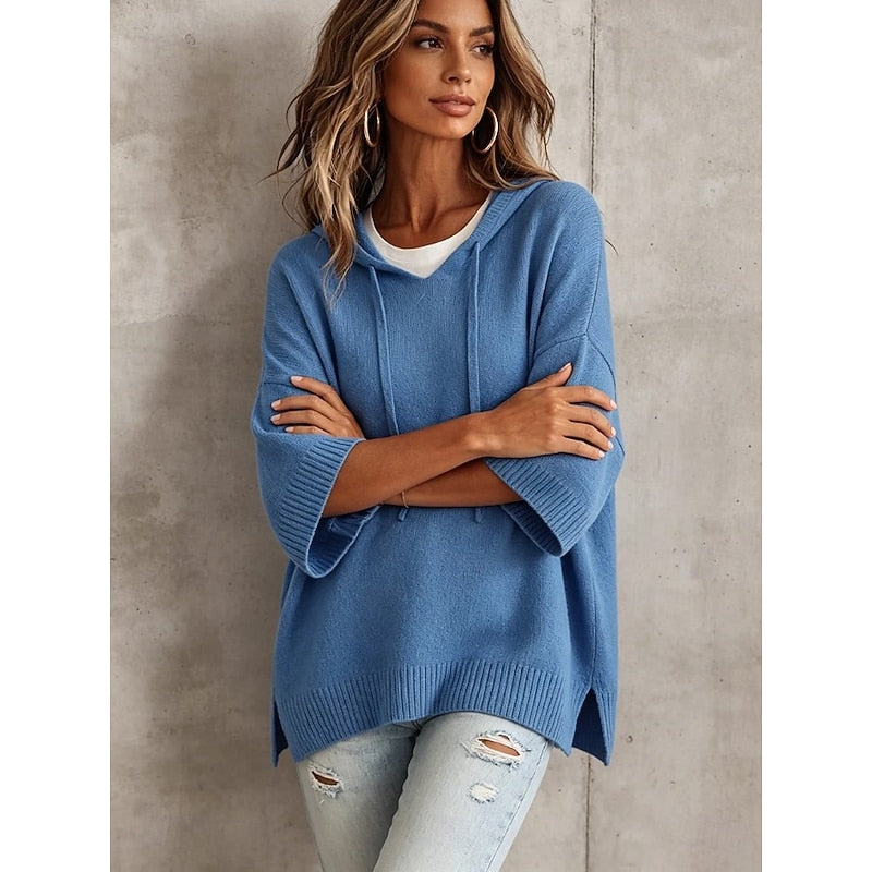 Pull à capuche ample en maille femme 2