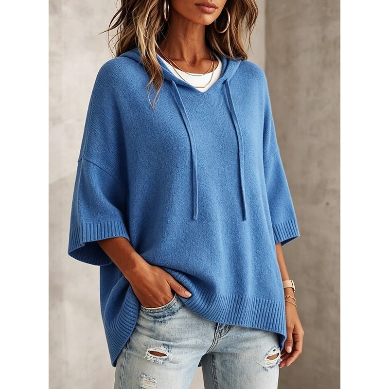 Pull à capuche ample en maille femme 3