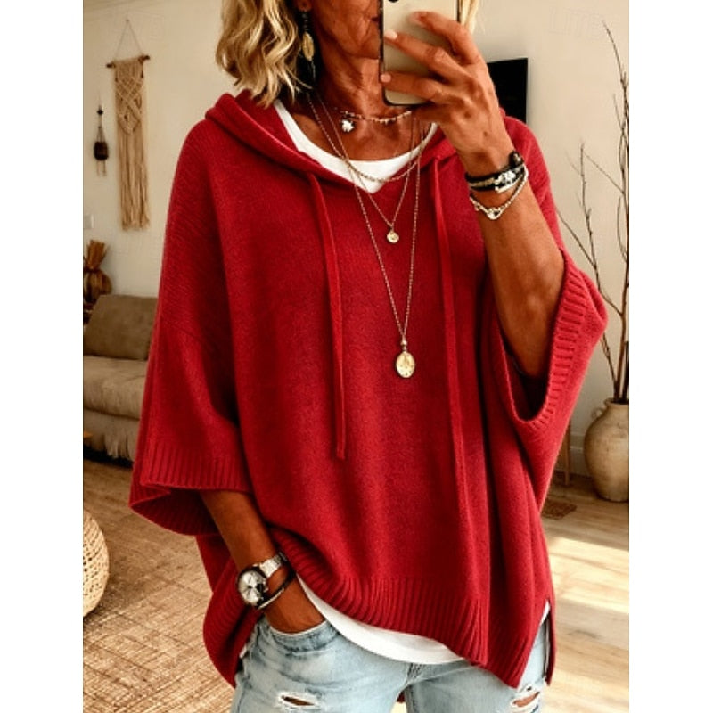 Pull à capuche ample en maille femme 6