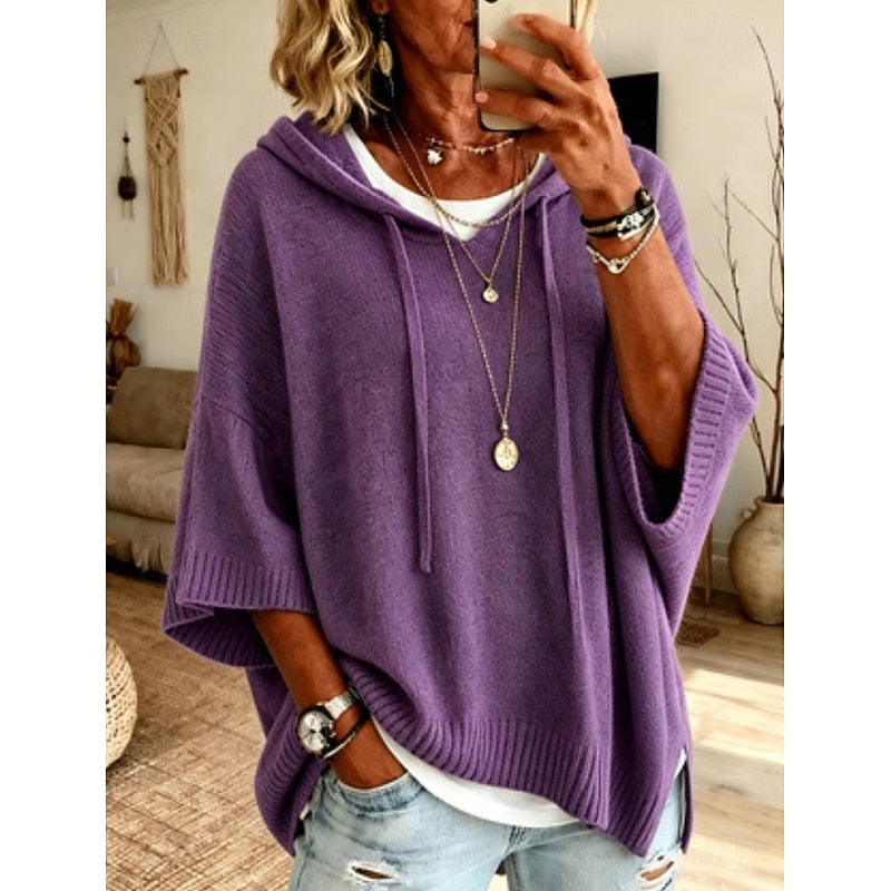 Pull à capuche ample en maille femme 8
