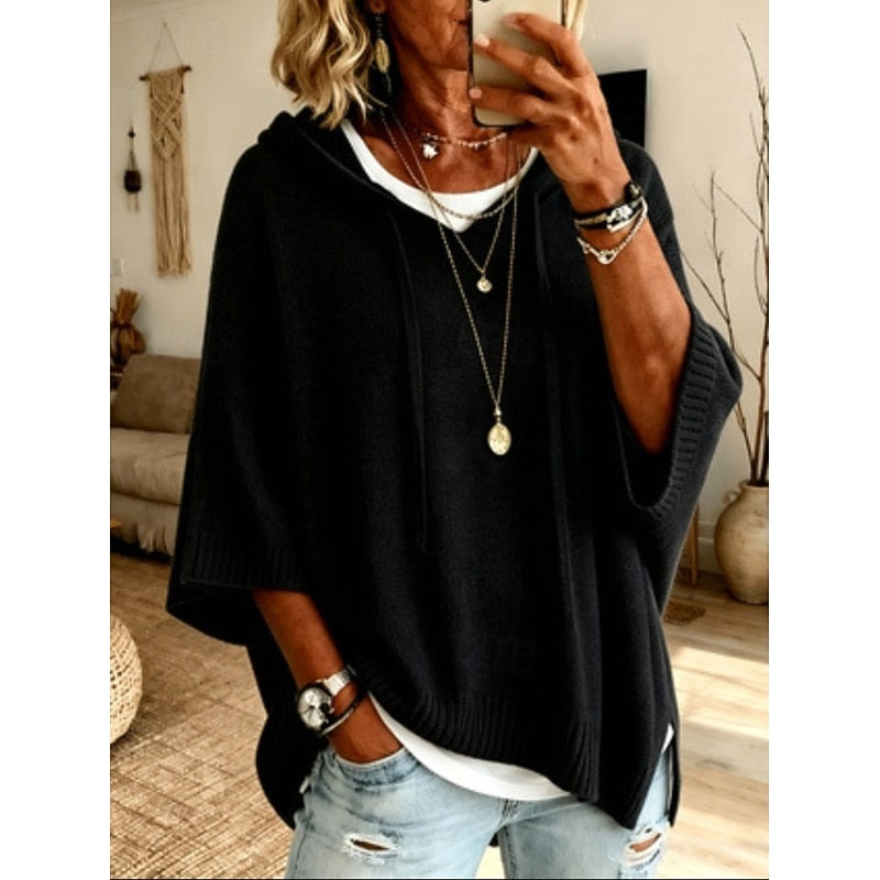 Pull à capuche ample en maille femme 9