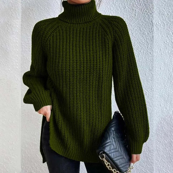 Pull à col roulé femme en grosse maille côtelée 3