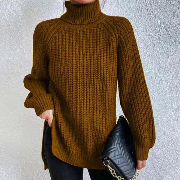 Pull à col roulé femme en grosse maille côtelée 5