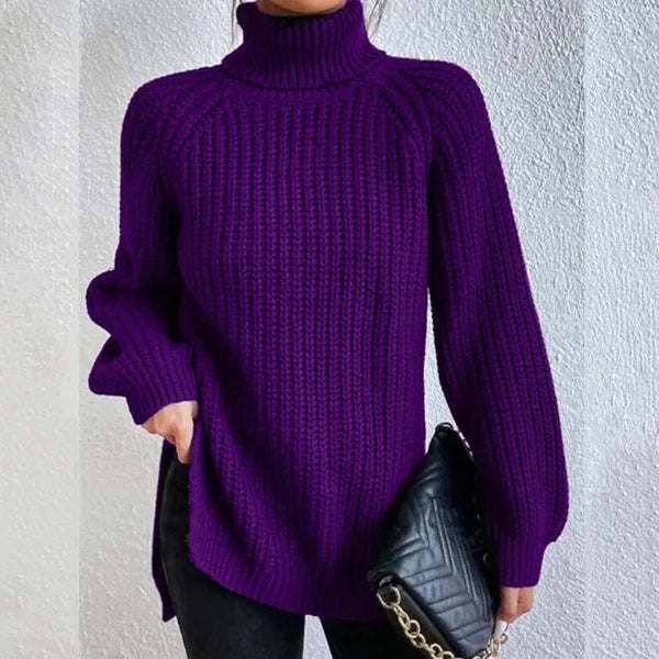 Pull à col roulé femme en grosse maille côtelée 6