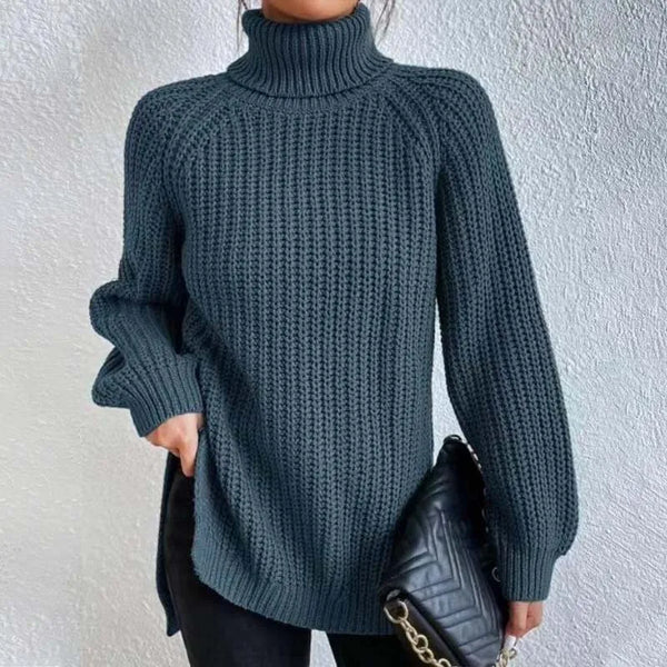Pull à col roulé femme en grosse maille côtelée 7