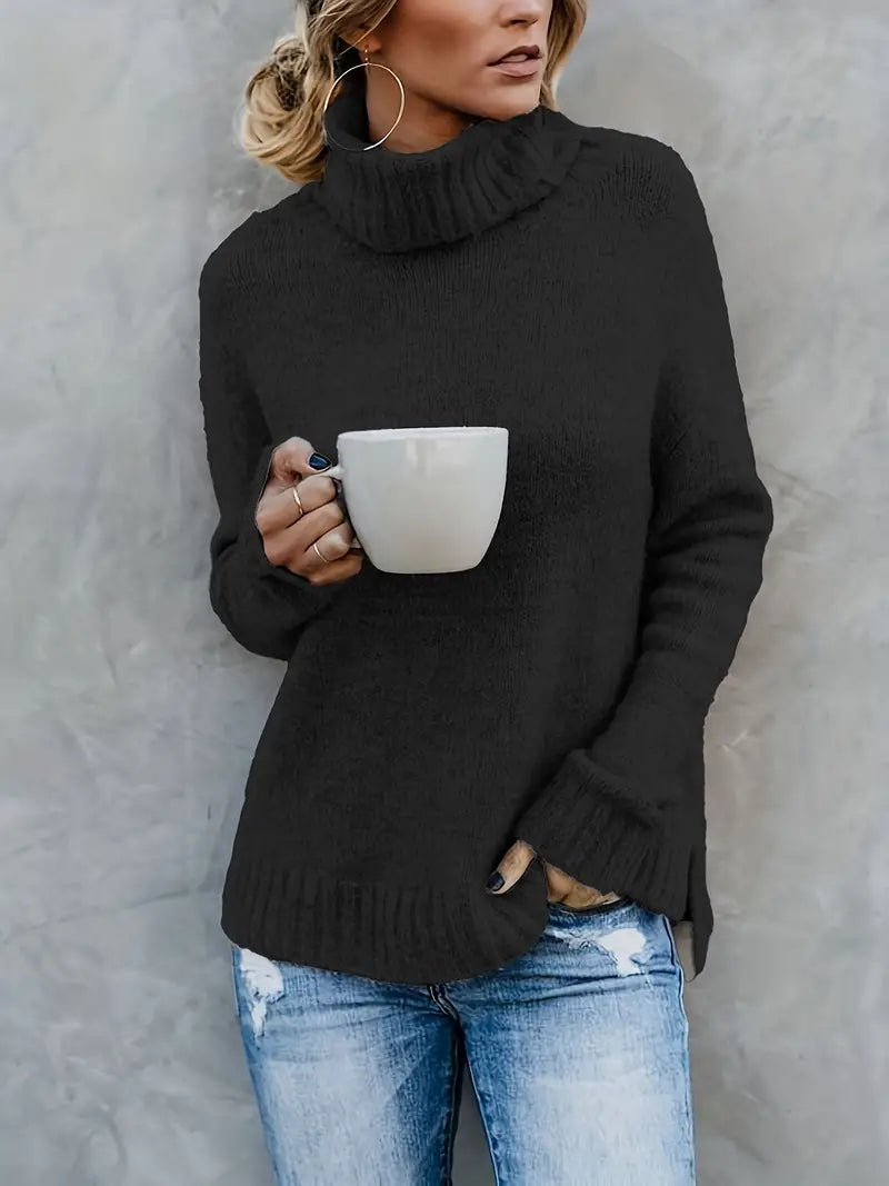 Pull à col roulé femme en maille fine 2