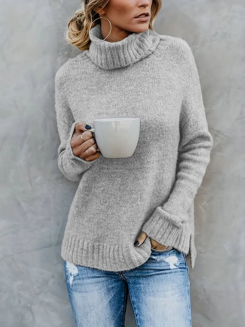 Pull à col roulé femme en maille fine 3