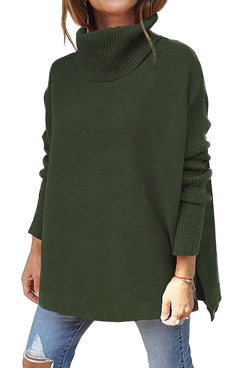 Pull à col roulé femme oversize à manches chauve-souris 8