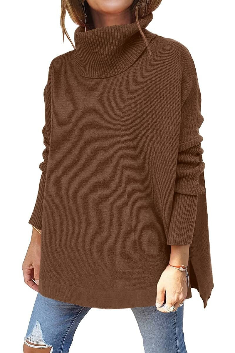 Pull à col roulé femme oversize à manches chauve-souris 9