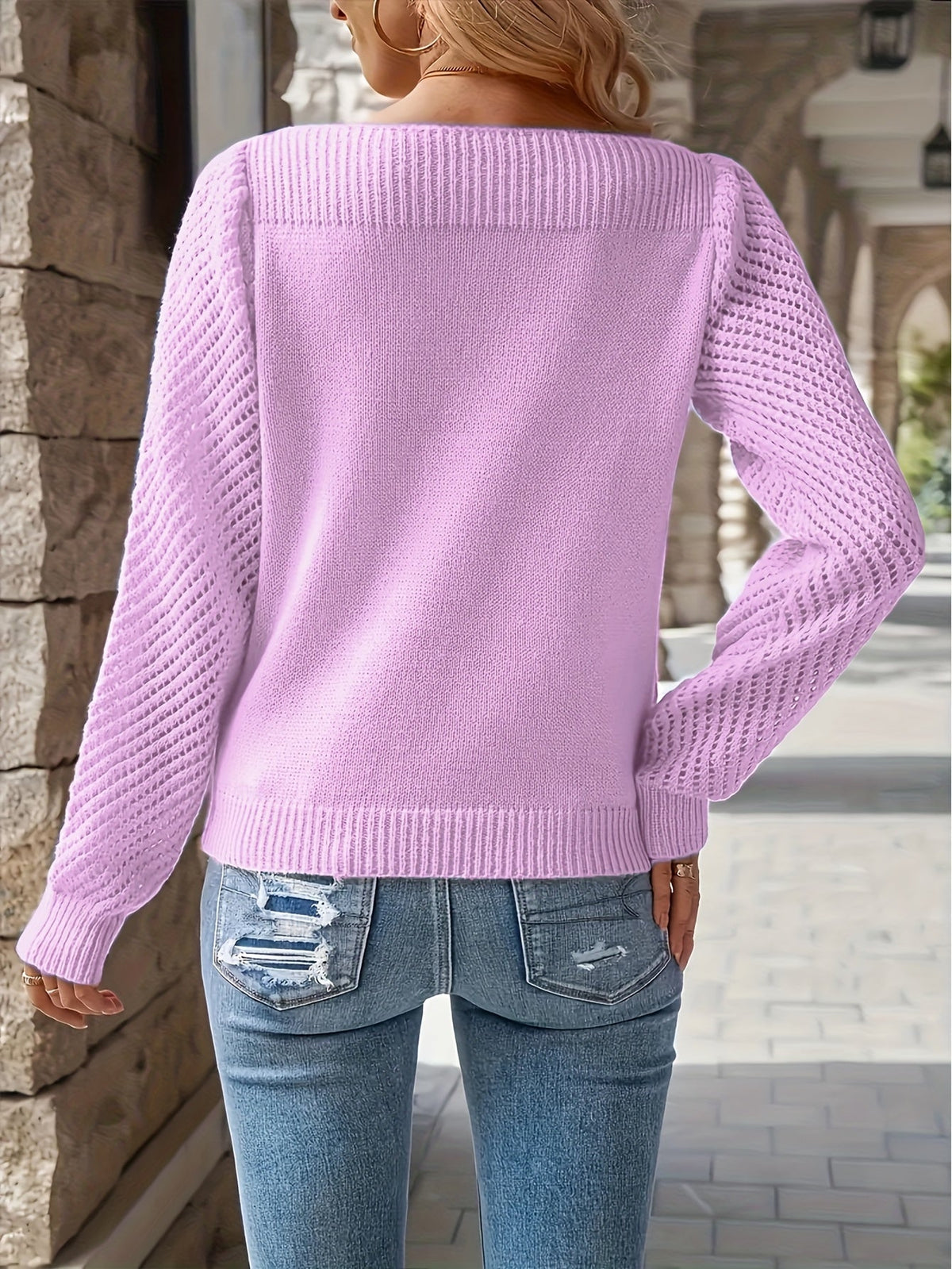 Pull à manches ajourées col bateau femme 9