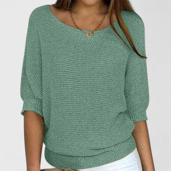Pull à manches chauve-souris col rond ample femme 1